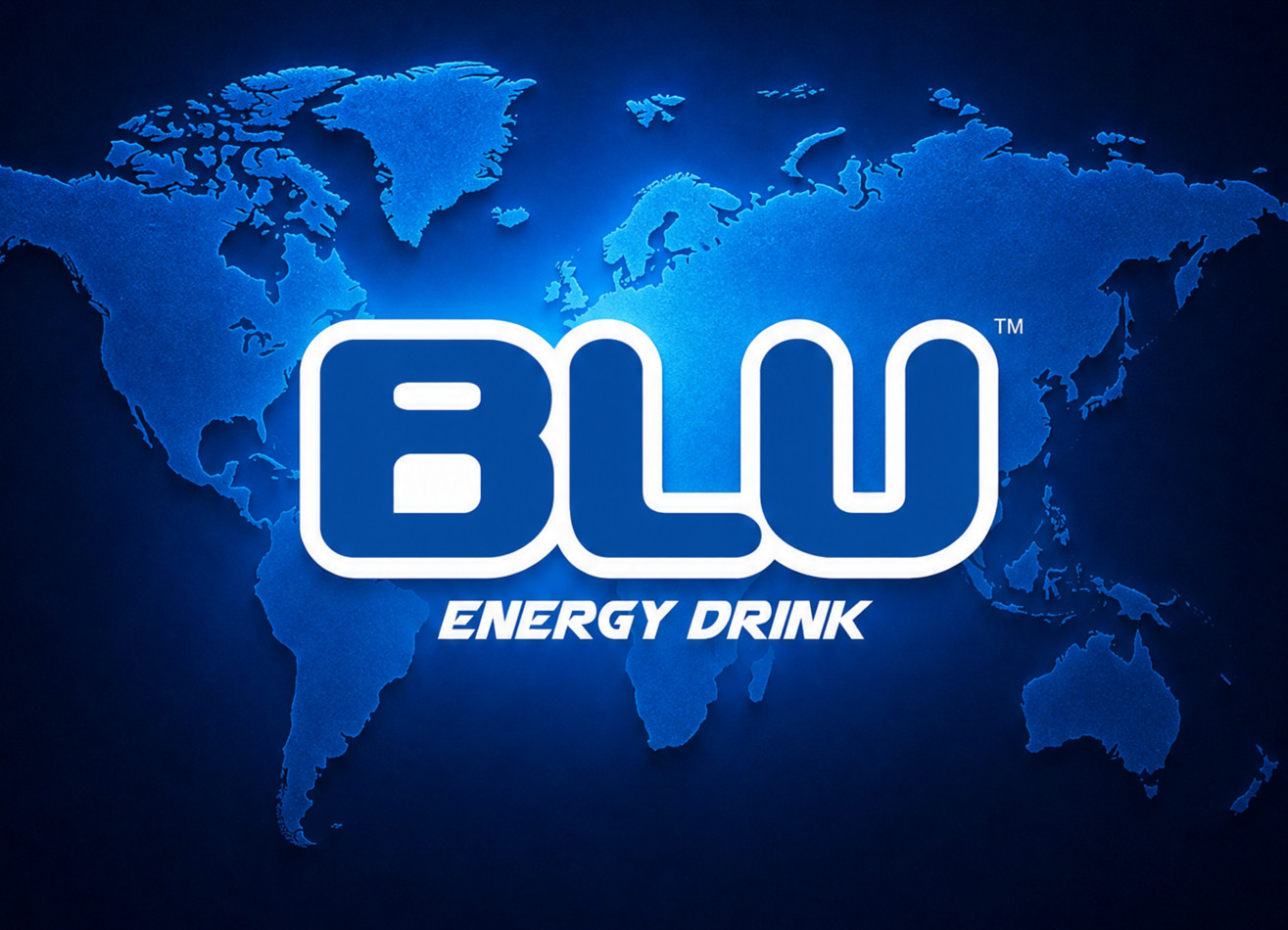 BLU logo integrated with a world map